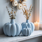 Gerippte Kürbis Vase mit Fuzzy-Skin für Trockenblumen – Herbst Halloween Deko