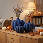Gerippte Kürbis Vase mit Fuzzy-Skin für Trockenblumen – Herbst Halloween Deko