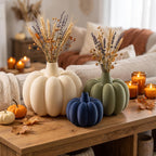 Gerippte Kürbis Vase mit Fuzzy-Skin für Trockenblumen – Herbst Halloween Deko