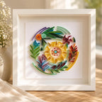 Wanddekoration aus Papierquilling, Botanischer Schattenkasten, Moderne Florale Kunst