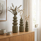 Rippenvasen-Skulptur in 5 Größen | Schlanke Nordic Vase für Trockenblumen | 3D-Druck, Matter Look