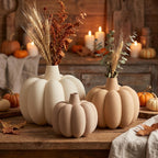 Gerippte Kürbis Vase mit Fuzzy-Skin für Trockenblumen – Herbst Halloween Deko