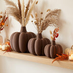 Gerippte Kürbis Vase mit Fuzzy-Skin für Trockenblumen – Herbst Halloween Deko