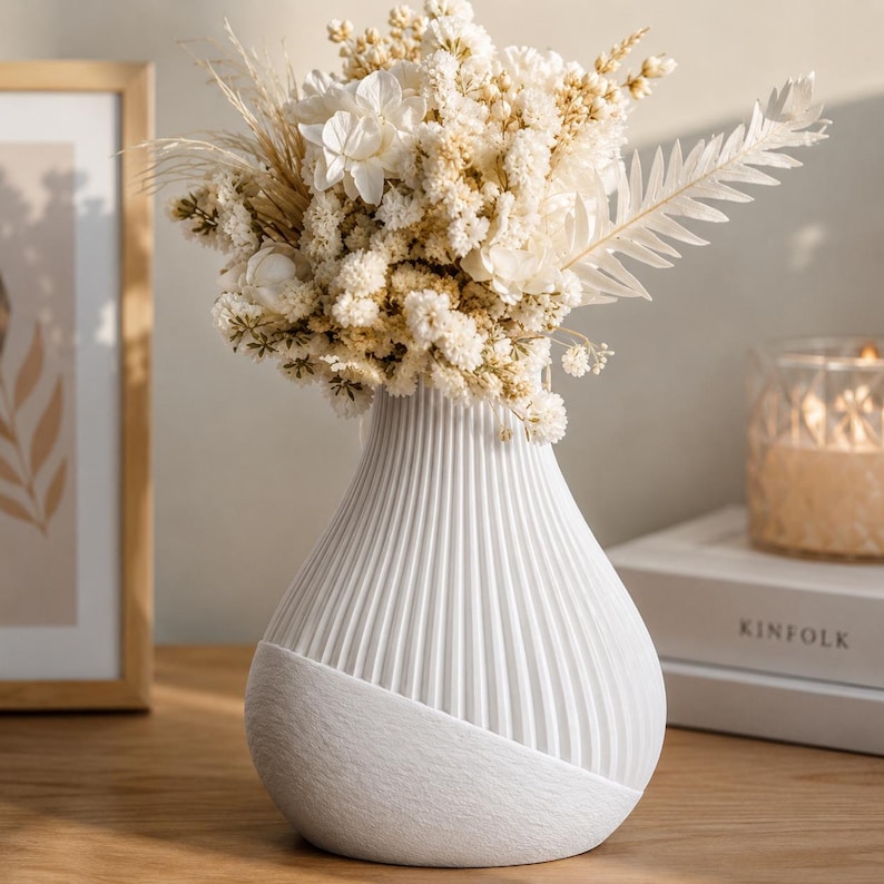 Japandi Vase Kugelform 3D-Druck PLA Moderne Minimalistische Blumenvase Skandinavische Deko 100-240mm