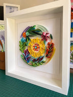 Wanddekoration aus Papierquilling, Botanischer Schattenkasten, Moderne Florale Kunst