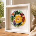 Wanddekoration aus Papierquilling, Botanischer Schattenkasten, Moderne Florale Kunst
