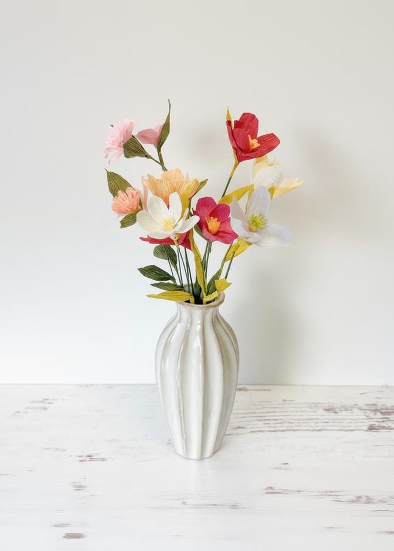 Papier-Wildblumen, 6er-Pack, 30 cm, handgefertigt