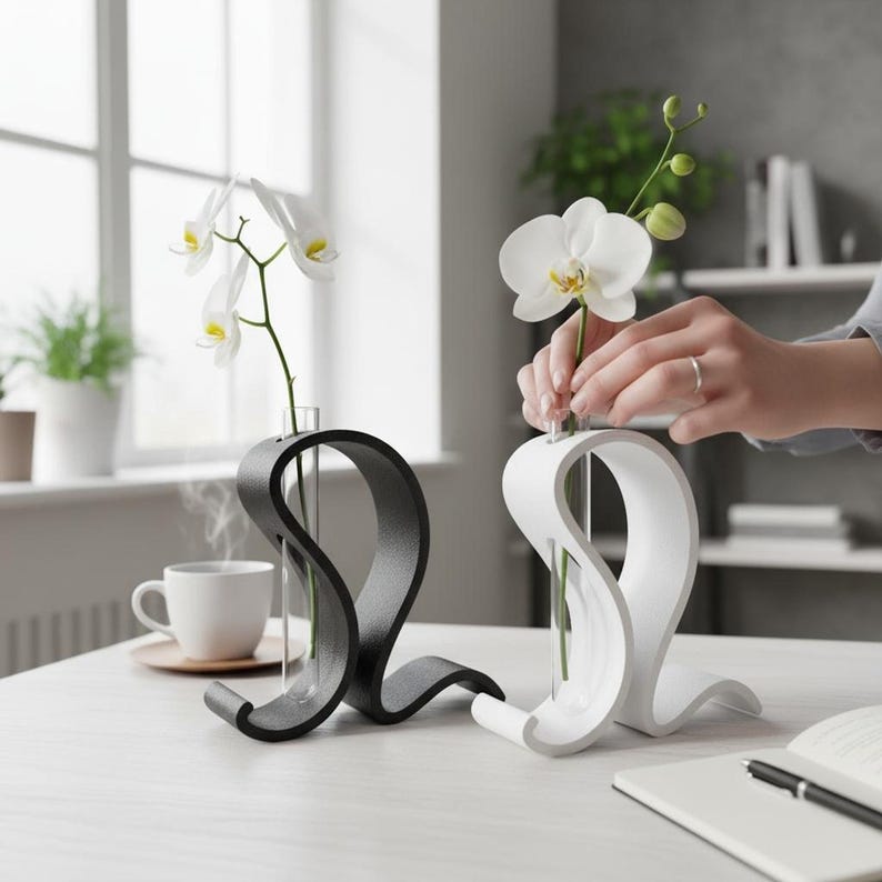 Reagenzglas Vase mit Ständer, Glasröhrchen, minimalistisch, für einzelne Blumen