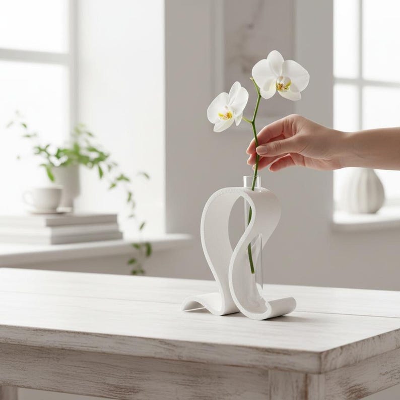 Reagenzglas Vase mit Ständer, Glasröhrchen, minimalistisch, für einzelne Blumen