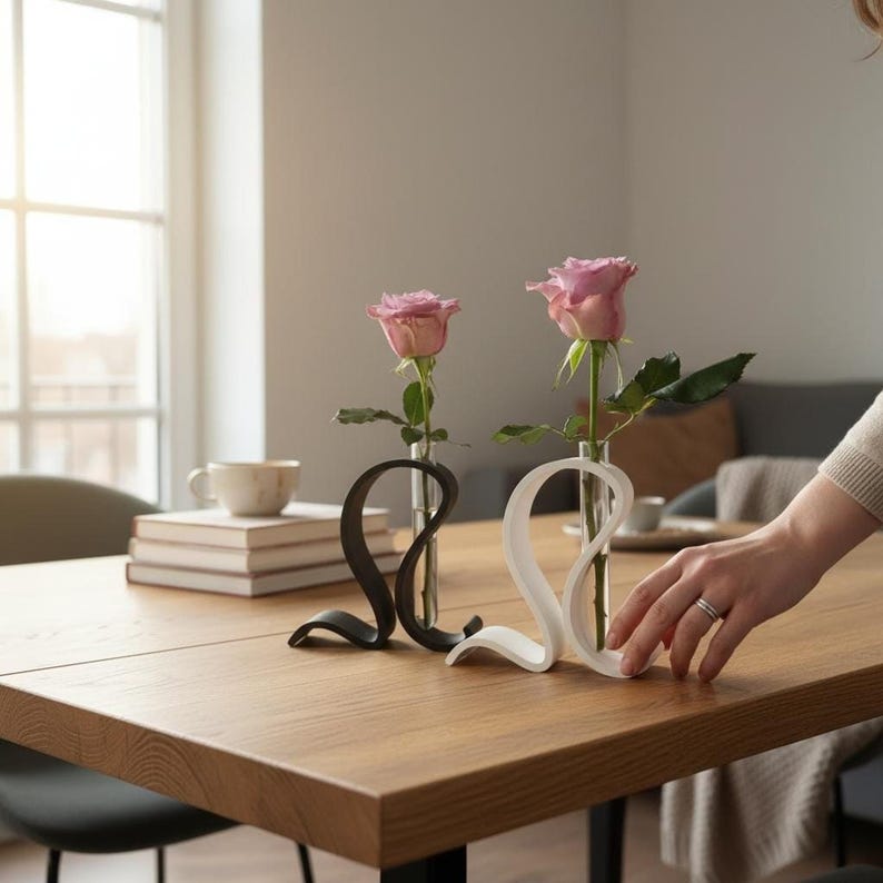 Reagenzglas Vase mit Ständer, Glasröhrchen, minimalistisch, für einzelne Blumen