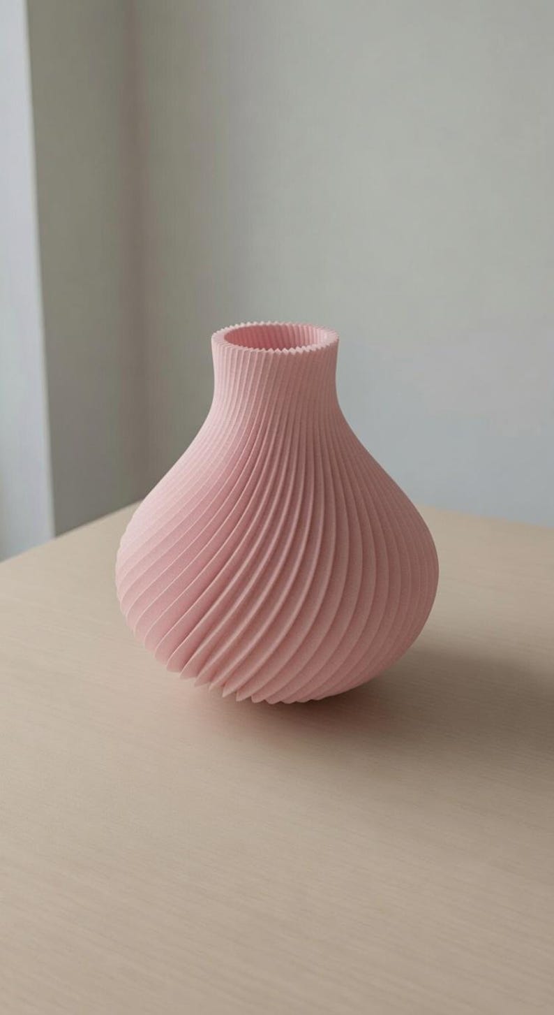 SPIRAL Design Vase für Trockenblumen, frische Blumen & Pampasgras, PLA, PP-Einsatz