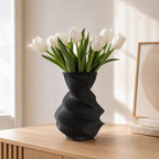 3D-gedruckte Vase Wirbel mit Glaseinsatz – moderne Wohndeko für Blumen & Ziergras, wasserdicht