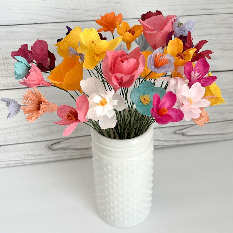 Papier-Wildblumen, 6er-Pack, 30 cm, handgefertigt