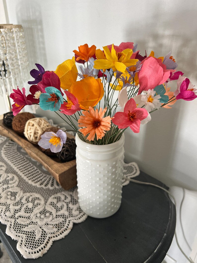 Papier-Wildblumen, 6er-Pack, 30 cm, handgefertigt