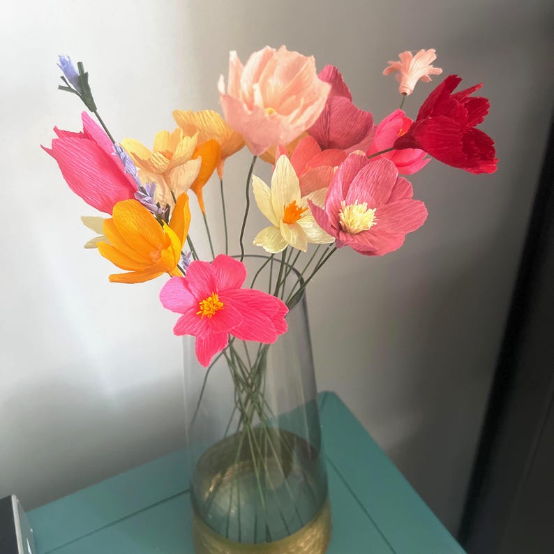 Papier-Wildblumen, 6er-Pack, 30 cm, handgefertigt