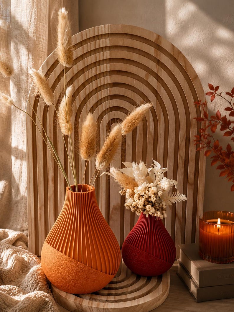 Japandi Vase Kugelform 3D-Druck PLA Moderne Minimalistische Blumenvase Skandinavische Deko 100-240mm
