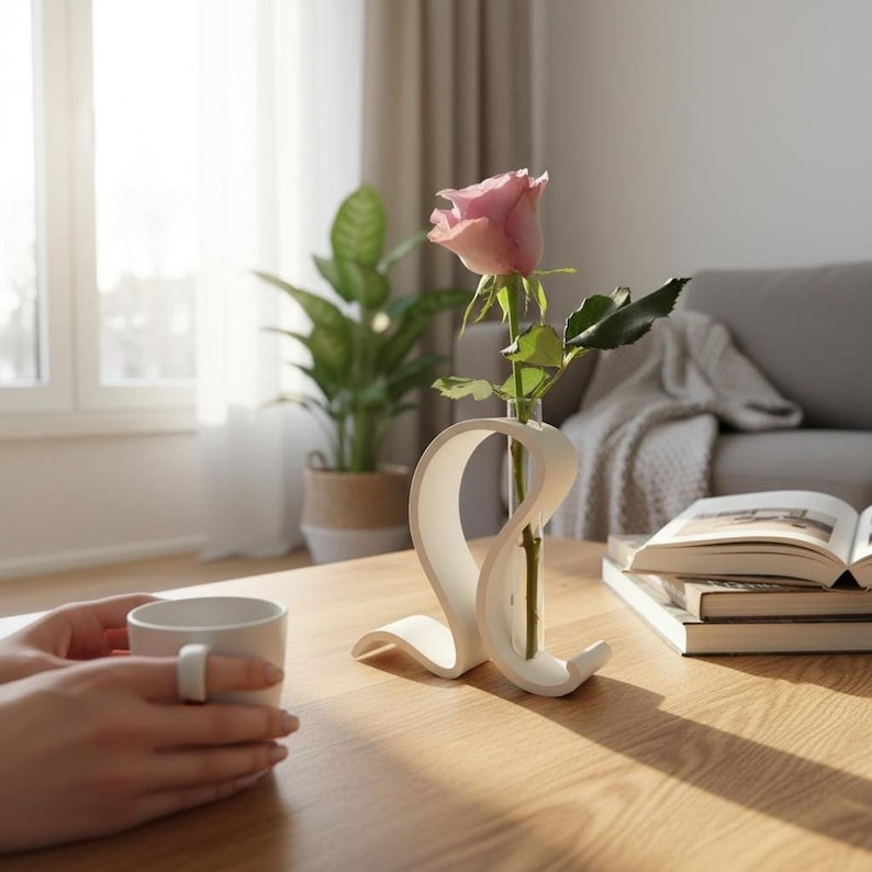 Reagenzglas Vase mit Ständer, Glasröhrchen, minimalistisch, für einzelne Blumen