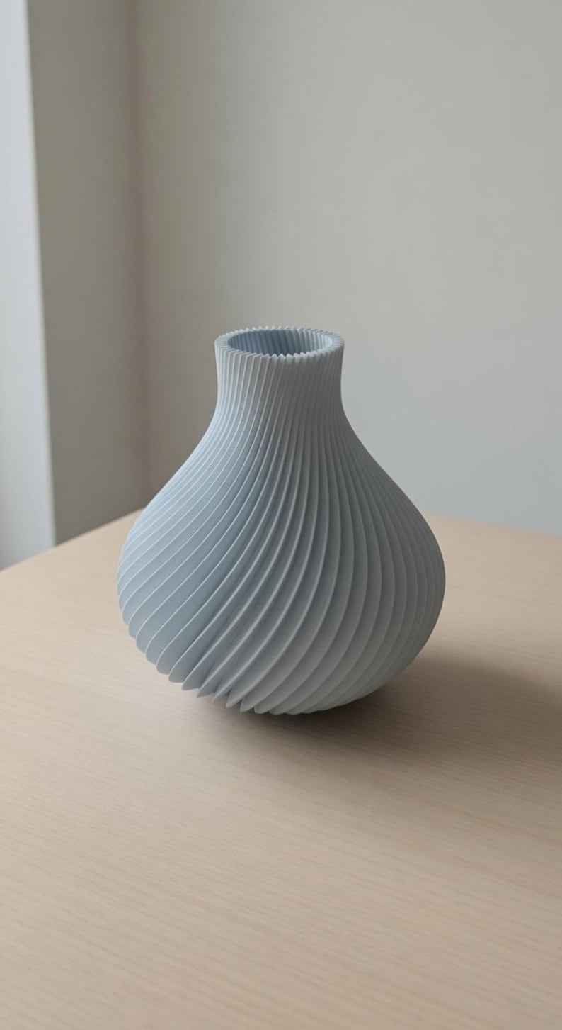 SPIRAL Design Vase für Trockenblumen, frische Blumen & Pampasgras, PLA, PP-Einsatz