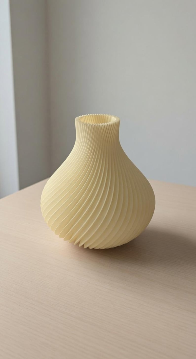 SPIRAL Design Vase für Trockenblumen, frische Blumen & Pampasgras, PLA, PP-Einsatz