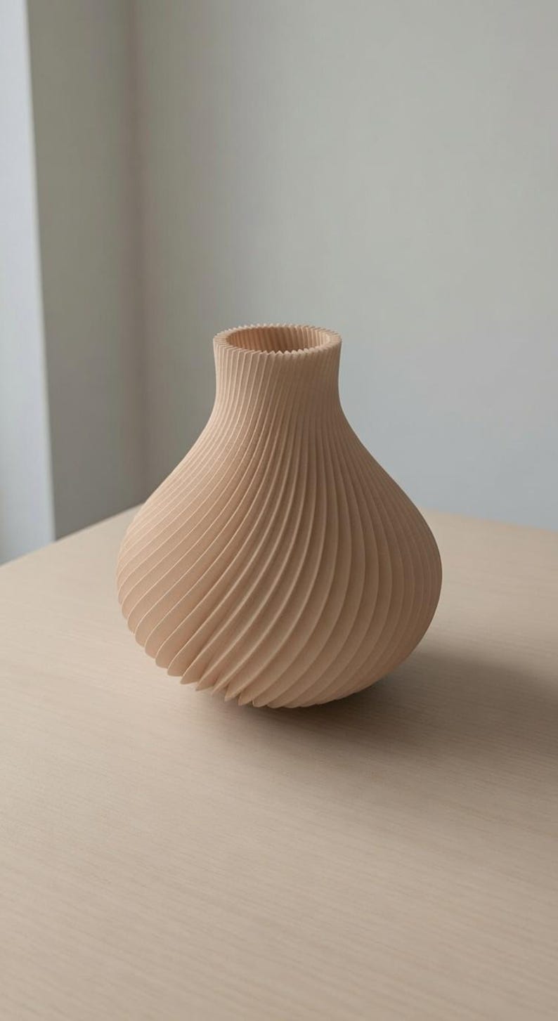 SPIRAL Design Vase für Trockenblumen, frische Blumen & Pampasgras, PLA, PP-Einsatz