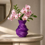 3D-gedruckte Vase Wirbel mit Glaseinsatz – moderne Wohndeko für Blumen & Ziergras, wasserdicht
