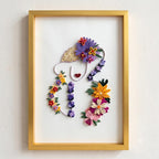 3D Quilling Wandkunst Goldrahmen Blumen Porträt Handgefertigt Papierkunst 38x53cm