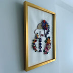 3D Quilling Wandkunst Goldrahmen Blumen Porträt Handgefertigt Papierkunst 38x53cm
