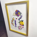 3D Quilling Wandkunst Goldrahmen Blumen Porträt Handgefertigt Papierkunst 38x53cm