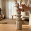 Rippenvasen-Skulptur in 5 Größen | Schlanke Nordic Vase für Trockenblumen | 3D-Druck, Matter Look